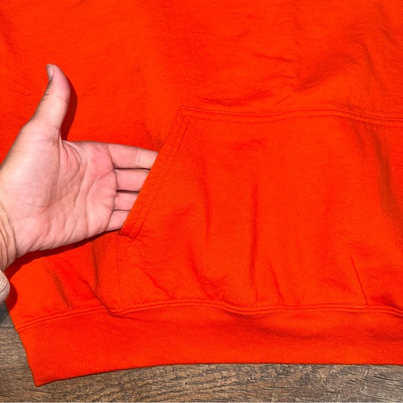 Gildan Men's Solid Orange Hoodie - Picture 3 of 7